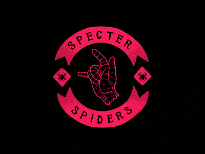 Specter Spiders animal biker design emblem gang glove hand illustration logo posse red spider spider man western