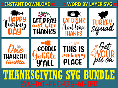 Thanksgiving Svg Bundle. autumn branding bundle crafts design eps fall graphic design illustration logo svg thanksgiving typography vector