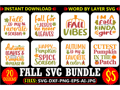 Fall Svg Bundle. autumn crafts design fall graphic design illustration logo season typography vector welcome