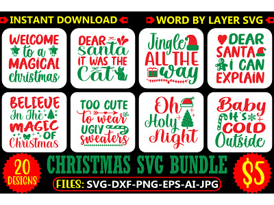 Christmas Svg Bundle. christmas crafts design graphic design illustration jesus love santa typography vector