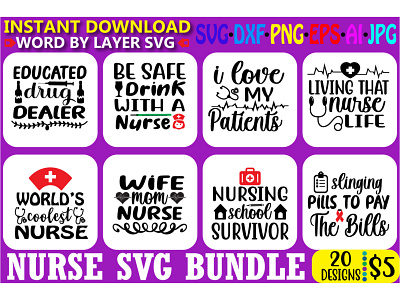 Nurse Svg Bundle. crafts design doctor graphic design ill logo love nurse patients service typography vector