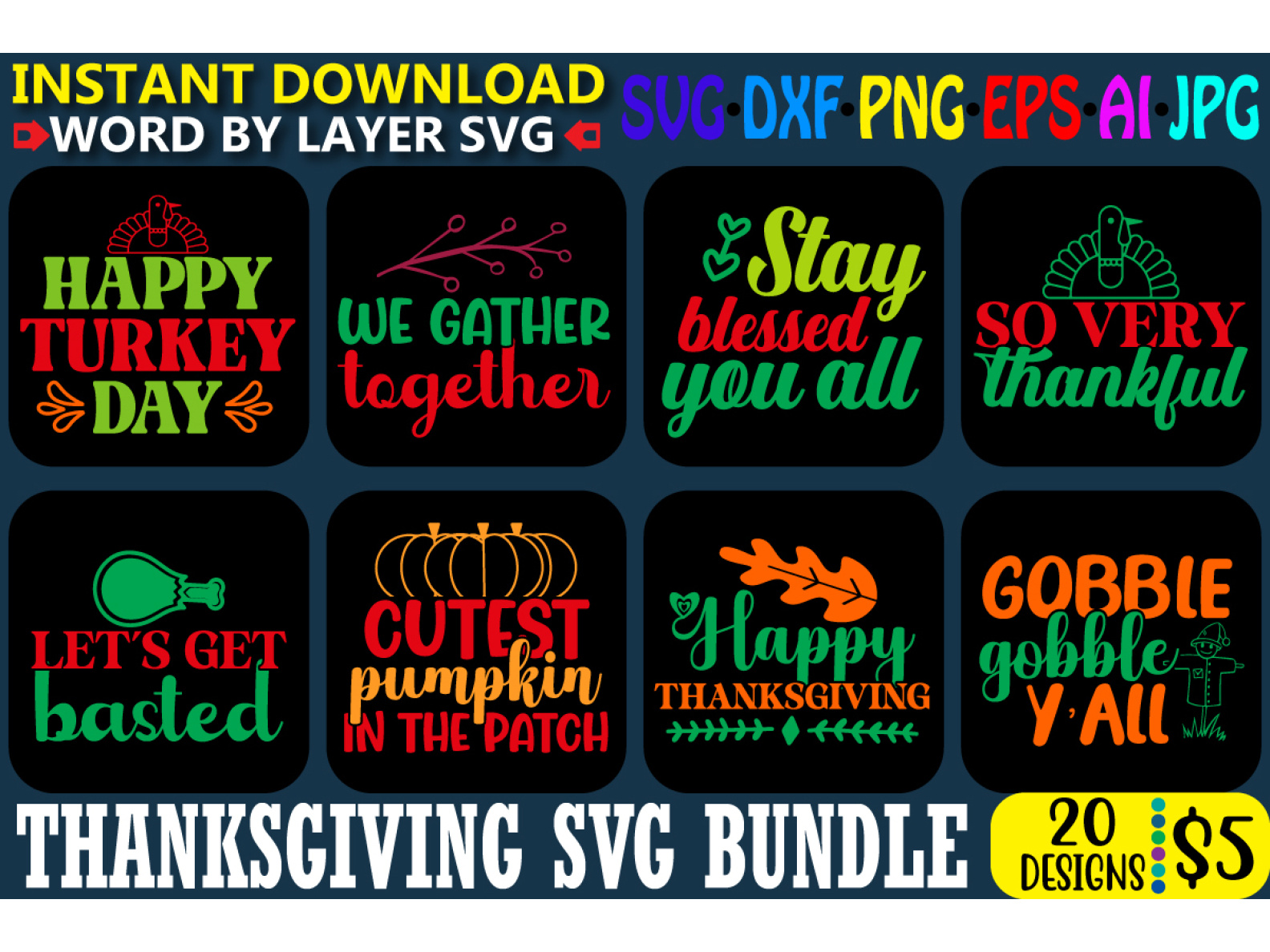 Thanksgiving Svg Bundle. by bestgraphic on Dribbble