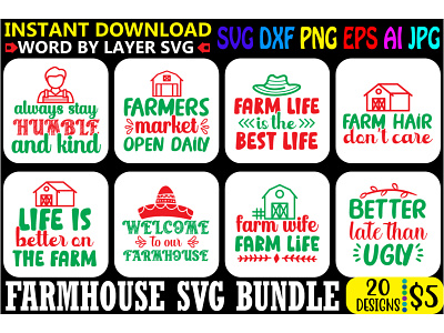 Farmhouse Svg Bundle. crafts design farm farmhouse fresh graphic design love nature typography vector