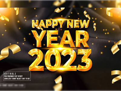 2023 Happy New Year 3D Editable Text Effect style 3d title