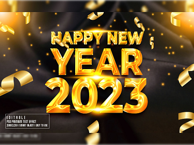 2023 Happy New Year 3D Editable Text Effect style