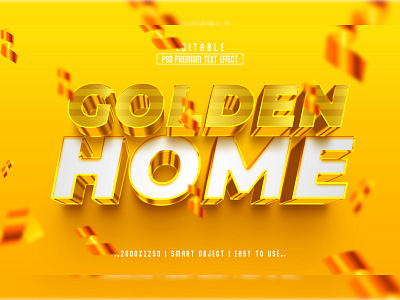 Golden Home 3d Editable psd Text Effect Style golden golden home golden home 3d text effect letter effect
