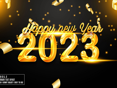 Happy New Year 2023 3D Editable PSD Text Effect Style