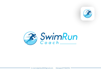 Swim Run Coach Logo Design 3d brand logo branding graphic design letter effect logo motion graphics new logo style text swim logo swimming logo swimrun logo