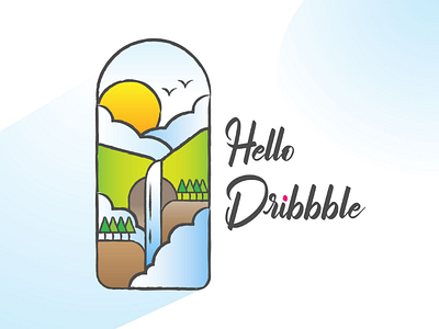 Hello Dribbble ;) adobe illustrator branding debut design grid hello illustration landscape logo logodesign shillong vector