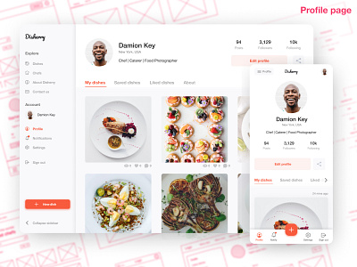 Disherry Profile Concept app concept desktop app desktop ui food mobile app mobile ui profile responsive social media ui