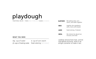 Playdough Recipe design recipe typography