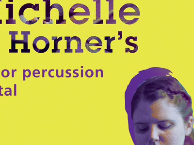 Senior Percussion Recital graphic design music poster purple tyopgraphy yellow