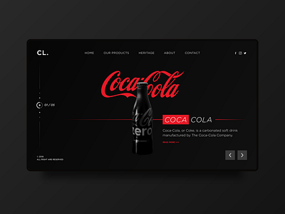 Coca Cola Minimal Concept branding cocacola concept dark theme dark ui design inspiration minimalism minimalist typography ui webdesign