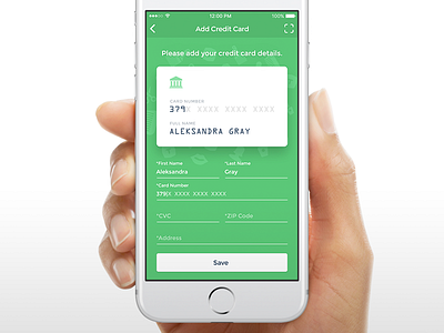 Concept for Treat.me App credit card ios iphone mobile payment details ui