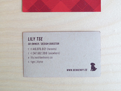 Back view of business card