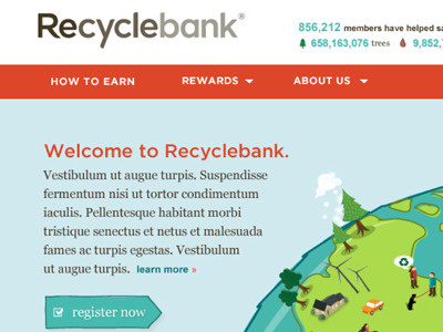 Recyclebank home page intro recyclebank ui web design