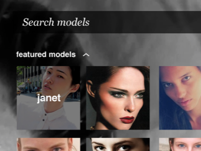 Model agency startup UI design fashion interface models ui