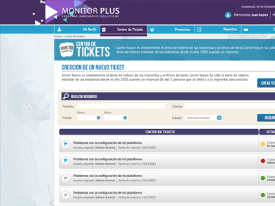 Mplus Ticket Center branding colors dashboard flat ui design web