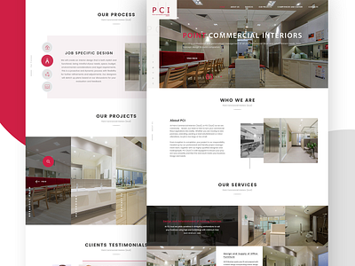 PCI Interiors - Commercial Interior Website design logo ui ux website