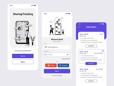 Sharing & Tracking App design illustration ui ux vector