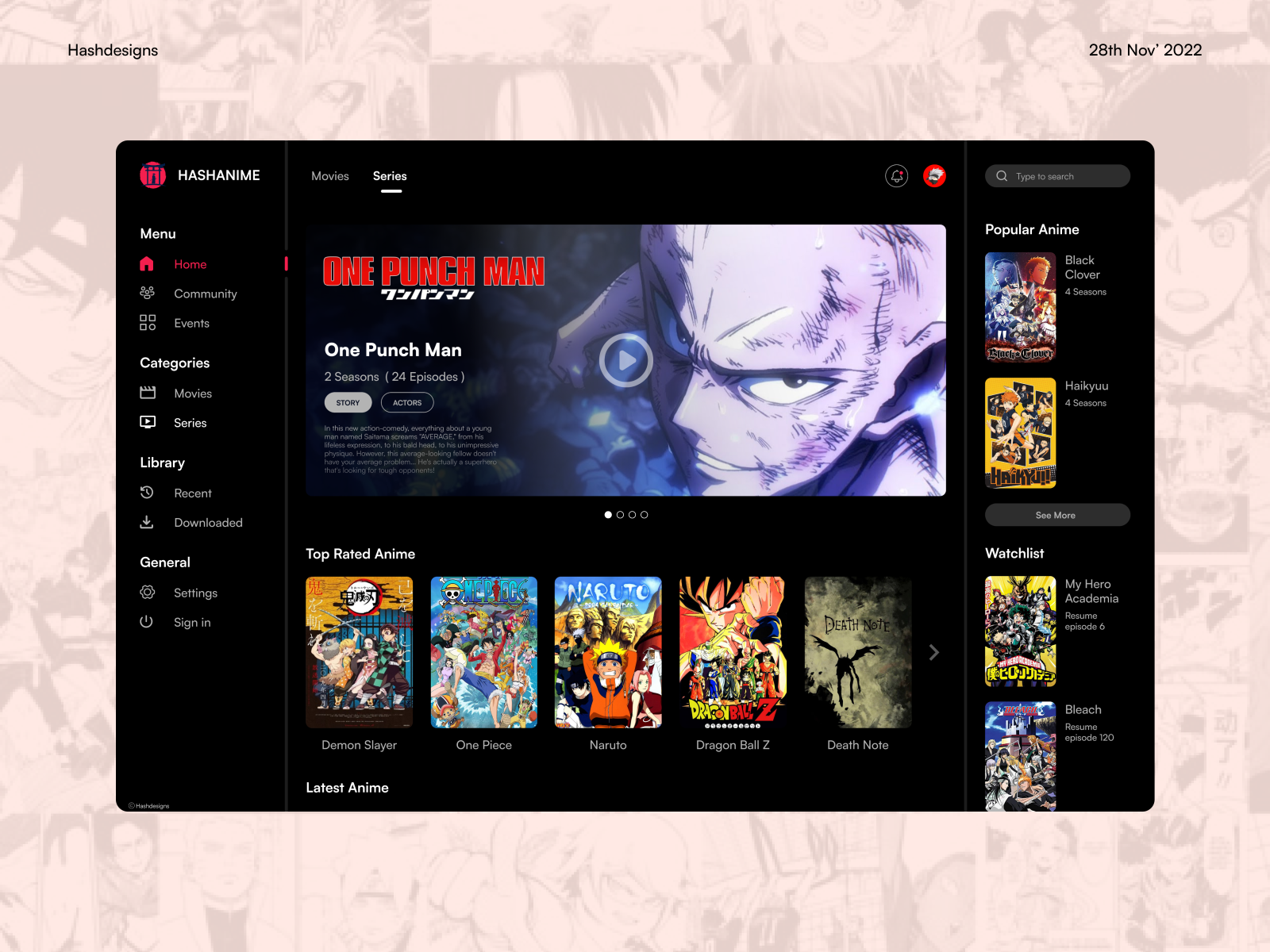 Anime website concept by Harsh Kovela on Dribbble