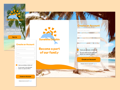 Sign up page for a hotel in Anguilla logo ui ux