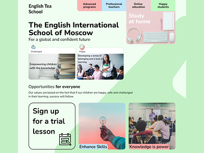 English School Banner in Pastel Colors branding ui