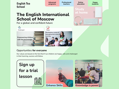 English School Banner in Pastel Colors