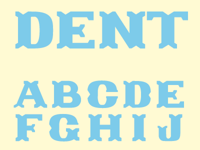 Dent blue letter tuscan type typeface yellow