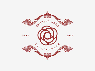 Vintage Border Frame Luxury With Rose Logo Design Vector