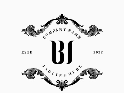 Vintage Letter BI BW Luxury Border Frame Logo