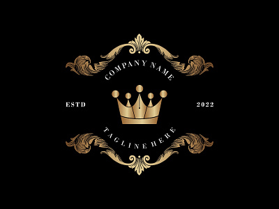 PenCrown Luxury Symbol King Queen Prince Gold Logo art badge border creative crown design elegant frame gold icon illustration king kingdom logo logo design luxury prince queen symbol temple