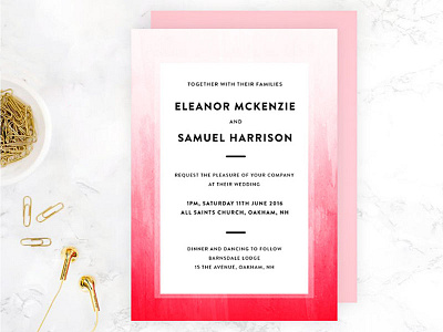 Ombre Watercolor Wedding Invite