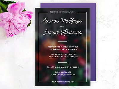Modern Flower Wedding Invite custom floral flower invitation invite pretty psd script template wedding