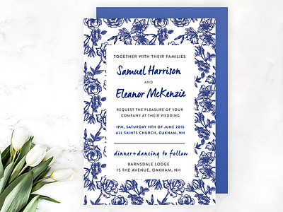 Vintage Flower Border Wedding Invite