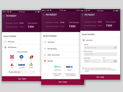 Payment Screen android version