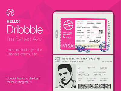 VIsa to Dribbble design dribbble first hello invitation passport photoshop shot thanks visa