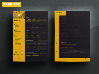 My Personal Resume, With Free PSD creative cv dark free freepsd my new portfolio print psd resume yellow