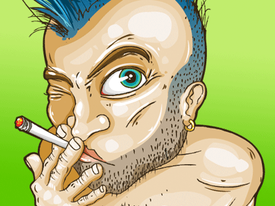 Smoking Punk cartoon guy illustration man punk smoke smoking vector vectors