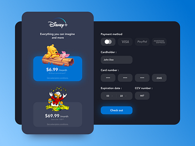 Disney+ - Checkout Page | Daily UI #002 check out checkout checkout page creditcard disney payment