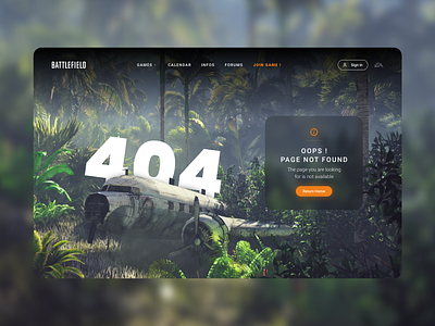 Battlefield - 404 Page | Daily UI #008 404 battlefield not found oops page page not found ui design ux design webdesign