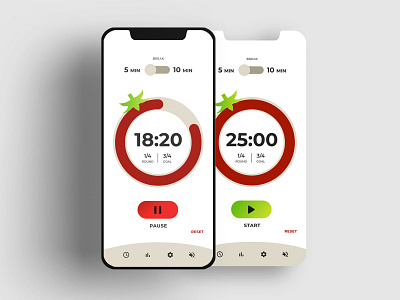 Pomodoro Timer App graphic design mobile ui ux
