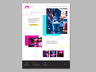 Neon Landing Page for Pop Coctail Bar bar design graphic design landing page neon restaurant ui ux website