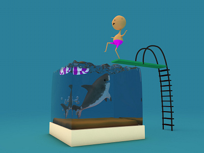 Shark infested pool 4d aftereffects c4d cinema photoshop