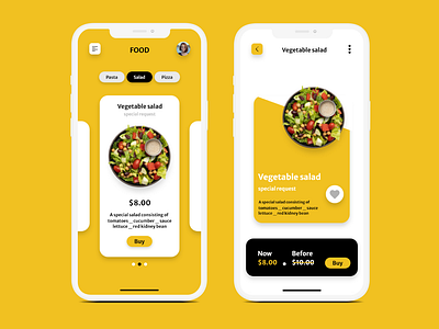 Mobile interfaces designed by me (food).