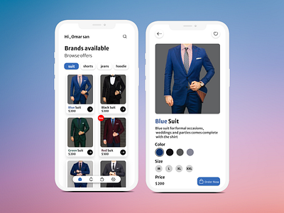 Mobile interfaces of my design (clothing application). app design figma graphic design illustration ui ux xd