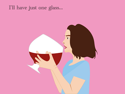 One glass alcogool blue drunk friends glass graphic design pink red wine women