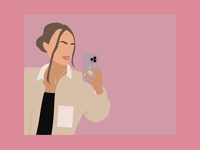 My flat porter graphic design illustration pink portret women