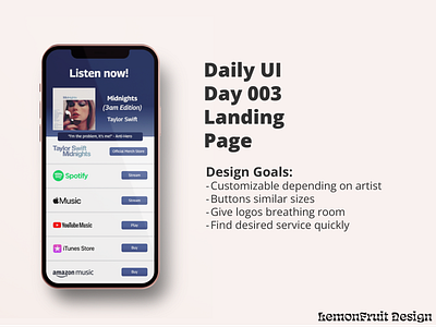 #DailyUI Day 003: Landing Page accessibility dailyui design graphic design interface design layout design product design user experience ux ux design vector web design