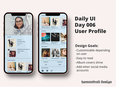 #DailyUI Day 006: User Profile dailyui design graphic design music streaming ui ui design user experience user interface user profile ux